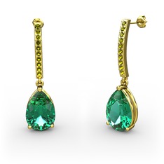 Merinda Damla Küpe - Yeşil kuvars ve peridot 8 ayar altın küpe #dfyrg3