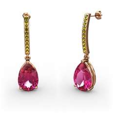 Merinda Damla Küpe - Rodolit garnet ve peridot 14 ayar rose altın küpe #diqe94