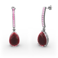 Merinda Damla Küpe - Kök yakut ve pembe kuvars 925 ayar gümüş küpe #dqpk9z