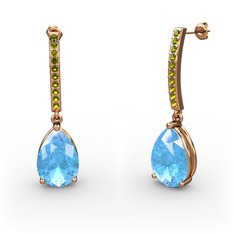 Akuamarin ve peridot 14 ayar rose altın küpe
