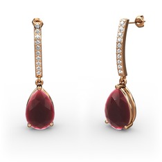 Merinda Damla Küpe - Kök yakut ve swarovski 925 ayar rose altın kaplama gümüş küpe #fci3bh