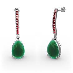 Merinda Damla Küpe - Kök zümrüt ve garnet 18 ayar beyaz altın küpe #ftwqav