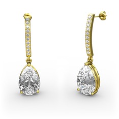 Merinda Damla Küpe - Swarovski ve pırlanta 18 ayar altın küpe (0.22 karat) #gf7lit