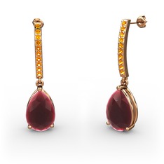 Merinda Damla Küpe - Kök yakut ve sitrin 8 ayar rose altın küpe #gmc6al