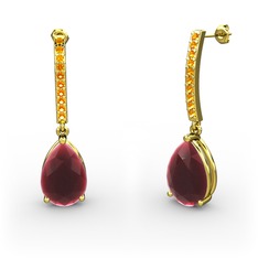 Merinda Damla Küpe - Kök yakut ve sitrin 18 ayar altın küpe #gsqwuc