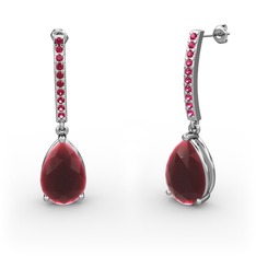 Merinda Damla Küpe - Kök yakut ve rodolit garnet 8 ayar beyaz altın küpe #hq1ogh