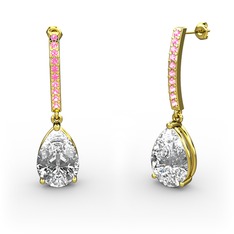 Merinda Damla Küpe - Swarovski ve pembe kuvars 925 ayar altın kaplama gümüş küpe #jr8goc