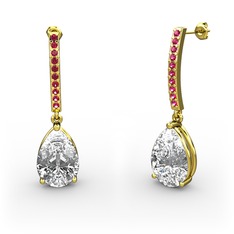 Merinda Damla Küpe - Swarovski ve rodolit garnet 8 ayar altın küpe #kcekyi