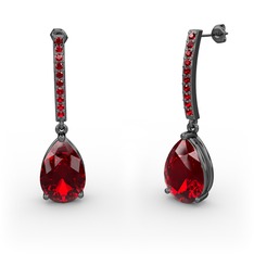 Garnet 925 ayar siyah rodyum kaplama gümüş küpe
