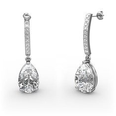 Swarovski ve pırlanta 18 ayar beyaz altın küpe (0.22 karat)