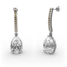 Merinda Damla Küpe - Swarovski ve dumanlı kuvars 925 ayar gümüş küpe #l6cmqp