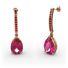 Rodolit garnet ve garnet 925 ayar rose altın kaplama gümüş küpe
