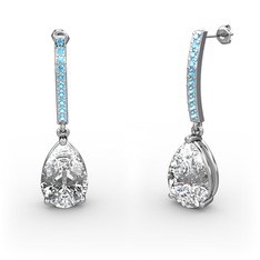 Merinda Damla Küpe - Beyaz zirkon ve akuamarin 14 ayar beyaz altın küpe #o5cbvz