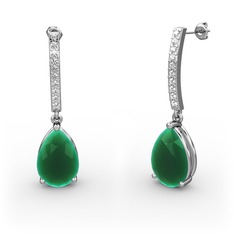 Merinda Damla Küpe - Kök zümrüt ve swarovski 18 ayar beyaz altın küpe #q3u5cp