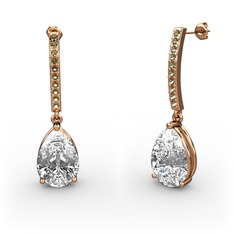 Swarovski ve dumanlı kuvars 8 ayar rose altın küpe