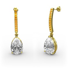 Merinda Damla Küpe - Swarovski ve sitrin 925 ayar altın kaplama gümüş küpe #qxpk0c