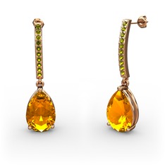 Merinda Damla Küpe - Sitrin ve peridot 8 ayar rose altın küpe #r8btlk