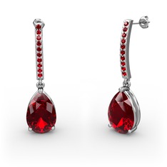 Merinda Damla Küpe - Garnet 8 ayar beyaz altın küpe #u0uevp