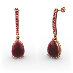 Kök yakut ve rodolit garnet 925 ayar rose altın kaplama gümüş küpe