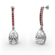 Merinda Damla Küpe - Swarovski ve garnet 8 ayar beyaz altın küpe #uhcp5