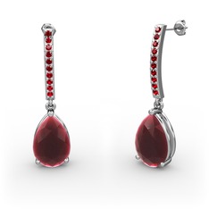 Merinda Damla Küpe - Kök yakut ve garnet 14 ayar beyaz altın küpe #vuwyl7