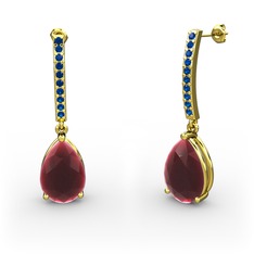 Merinda Damla Küpe - Kök yakut ve lab safir 925 ayar altın kaplama gümüş küpe #x14wmx