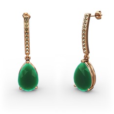 Merinda Damla Küpe - Kök zümrüt ve dumanlı kuvars 925 ayar rose altın kaplama gümüş küpe #xg22t9