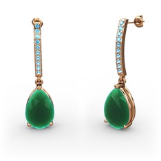 Merinda Damla Küpe - Kök zümrüt ve akuamarin 925 ayar rose altın kaplama gümüş küpe #xyap4z