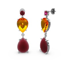 Lena Damla Küpe - Rodolit garnet, kök yakut ve sitrin 925 ayar gümüş küpe #10xz7p