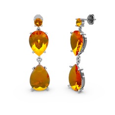 Lena Damla Küpe - Sitrin 925 ayar gümüş küpe #125stdb