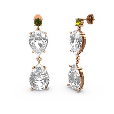 Lena Damla Küpe - Peridot, beyaz zirkon ve swarovski 14 ayar rose altın küpe #13lrwzy