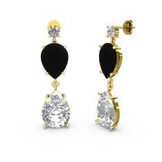 Swarovski ve siyah zirkon 18 ayar altın küpe