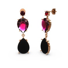 Lena Damla Küpe - Garnet, siyah zirkon ve rodolit garnet 18 ayar rose altın küpe #174bf0f