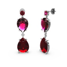 Lena Damla Küpe - Rodolit garnet ve garnet 18 ayar beyaz altın küpe #17vzbdx