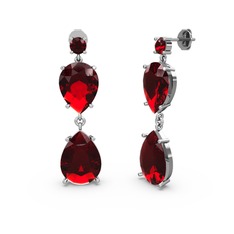 Garnet 18 ayar beyaz altın küpe