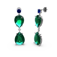 Lena Damla Küpe - Lab safir ve yeşil kuvars 925 ayar gümüş küpe #1c0wyji