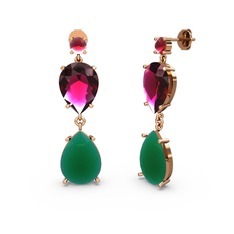 Lena Damla Küpe - Kök yakut, kök zümrüt ve rodolit garnet 925 ayar rose altın kaplama gümüş küpe #1cfjnfu