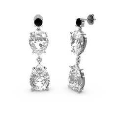 Lena Damla Küpe - Siyah zirkon, swarovski ve beyaz zirkon 18 ayar beyaz altın küpe #1f4ahrq