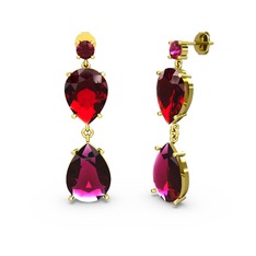 Rodolit garnet ve garnet 18 ayar altın küpe