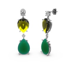 Lena Damla Küpe - Swarovski, kök zümrüt ve peridot 925 ayar gümüş küpe #1h63lzl
