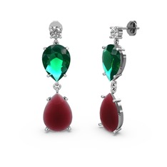 Lena Damla Küpe - Swarovski, kök yakut ve yeşil kuvars 925 ayar gümüş küpe #1k71gl9