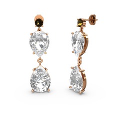 Lena Damla Küpe - Dumanlı kuvars ve swarovski 18 ayar rose altın küpe #1lnlz9s