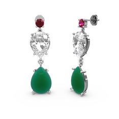 Lena Damla Küpe - Rodolit garnet, kök zümrüt ve swarovski 925 ayar gümüş küpe #1lnwmn5
