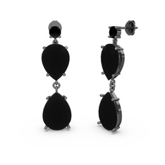 Lena Damla Küpe - Siyah zirkon 925 ayar siyah rodyum kaplama gümüş küpe #1mnj2ba