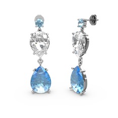 Lena Damla Küpe - Akuamarin ve swarovski 14 ayar beyaz altın küpe #1ncb54h