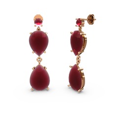 Lena Damla Küpe - Kök yakut 14 ayar rose altın küpe #1p8k8v