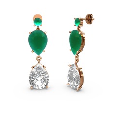 Lena Damla Küpe - Kök zümrüt ve swarovski 18 ayar rose altın küpe #1qqmg5x