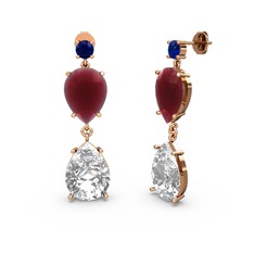 Lena Damla Küpe - Lab safir, swarovski ve kök yakut 14 ayar rose altın küpe #1s7mnm5