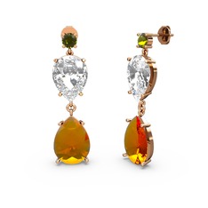Lena Damla Küpe - Peridot, sitrin ve swarovski 14 ayar rose altın küpe #1st9l4k