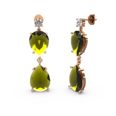 Swarovski ve peridot 18 ayar rose altın küpe